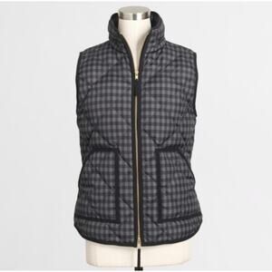 J. Crew Factory Grey Buffalo Plaid Down Puffer Vest Size Small